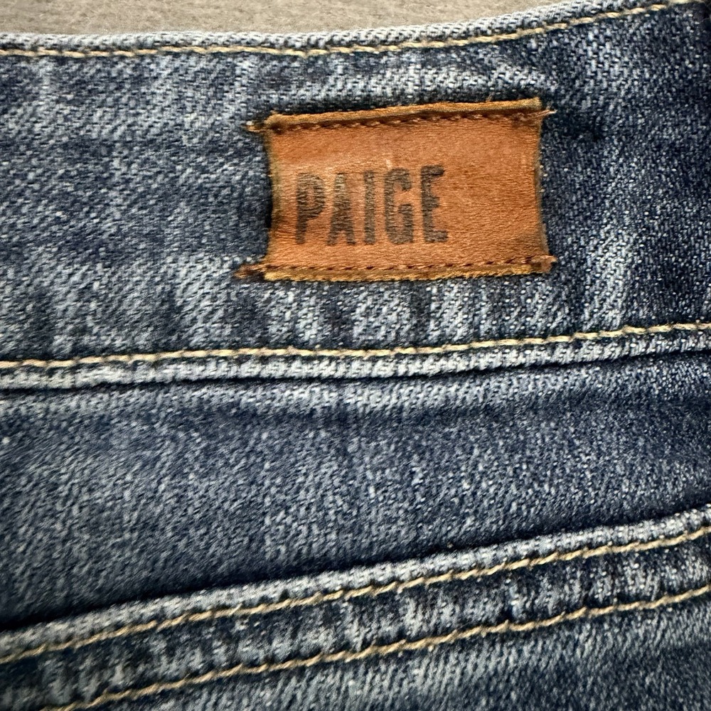 Paige Jimmy Jimmy Cuffed Denim Shorts Dark Wash Cuffed Distressed Size 27 - Picture 3 of 7